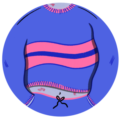 a persons torso with psoriasis wearing a sweat shirt and sweat pants 