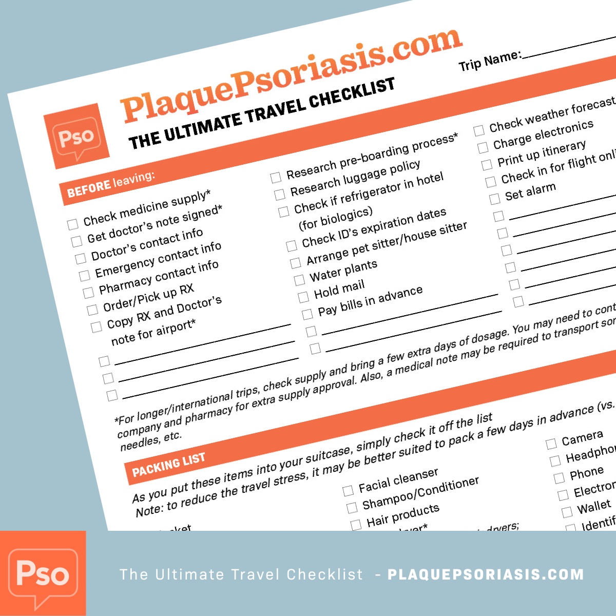 Ultimate travel psoriasis checklist
