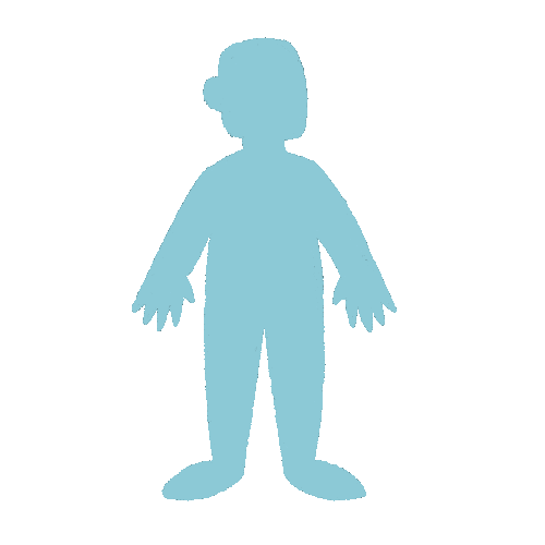 A silhouette of a body with little zap marks moving around it from head to toe.