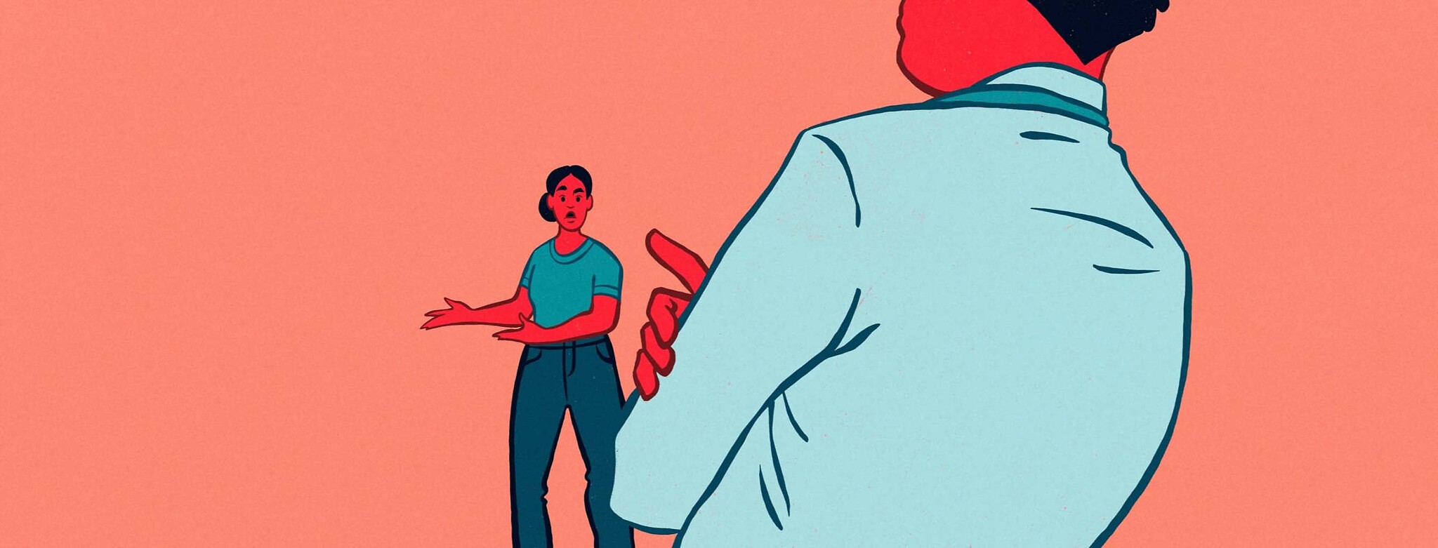 Woman pleading with a dismissive doctor