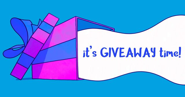 An opened gift box saying it's giveaway time